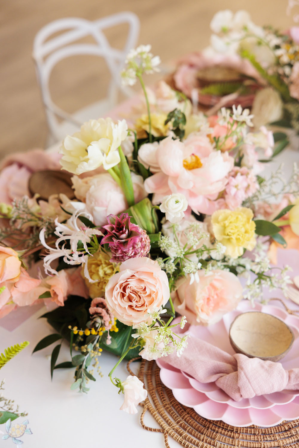 Tropical pink floral centerpiece