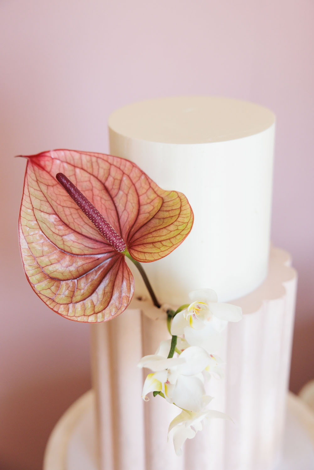 tropical floral pink birthday cake