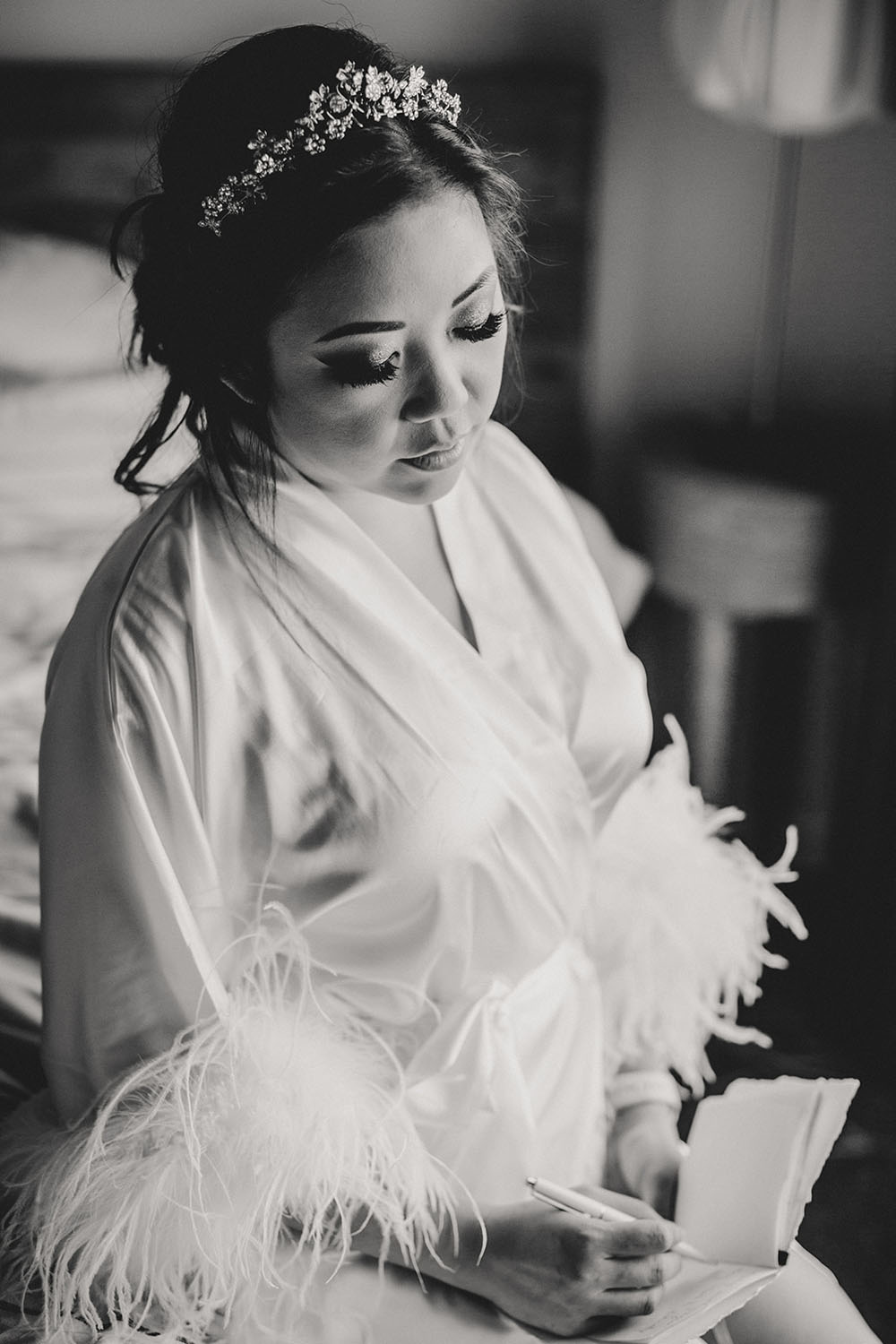 bride feather robe
