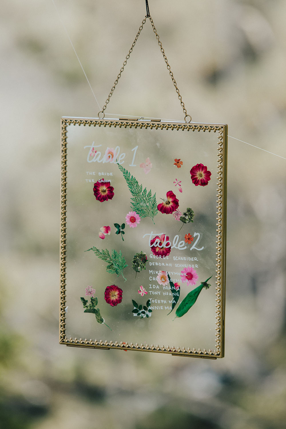 DIY pressed floral signs for wedding