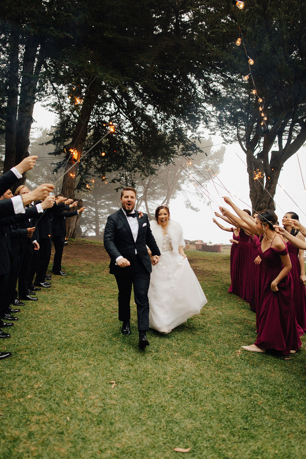 Sparkler sendoff at Big Sur wedding