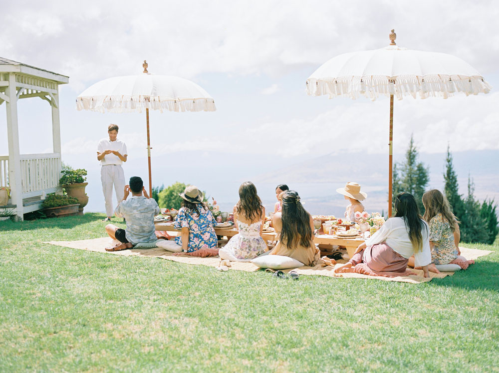 giving toasts at Maui lavender farms brunch