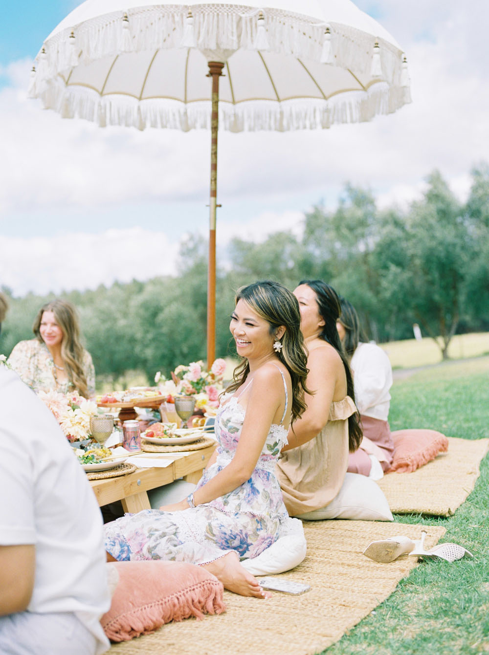 sun umbrella for spring picnic at Maui lavender farms