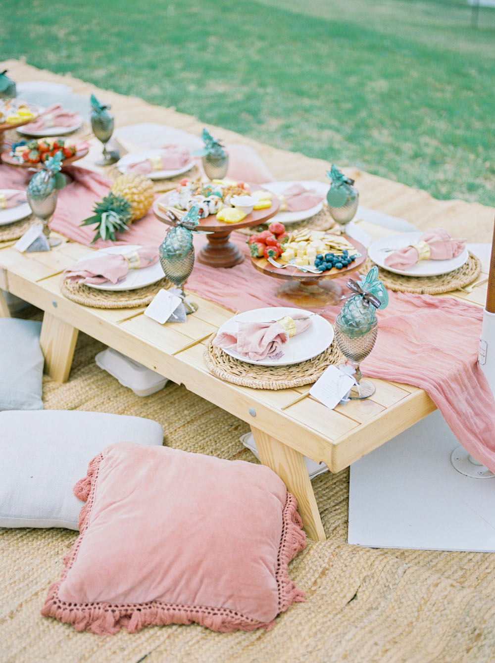 low picnic table for bridal brunch