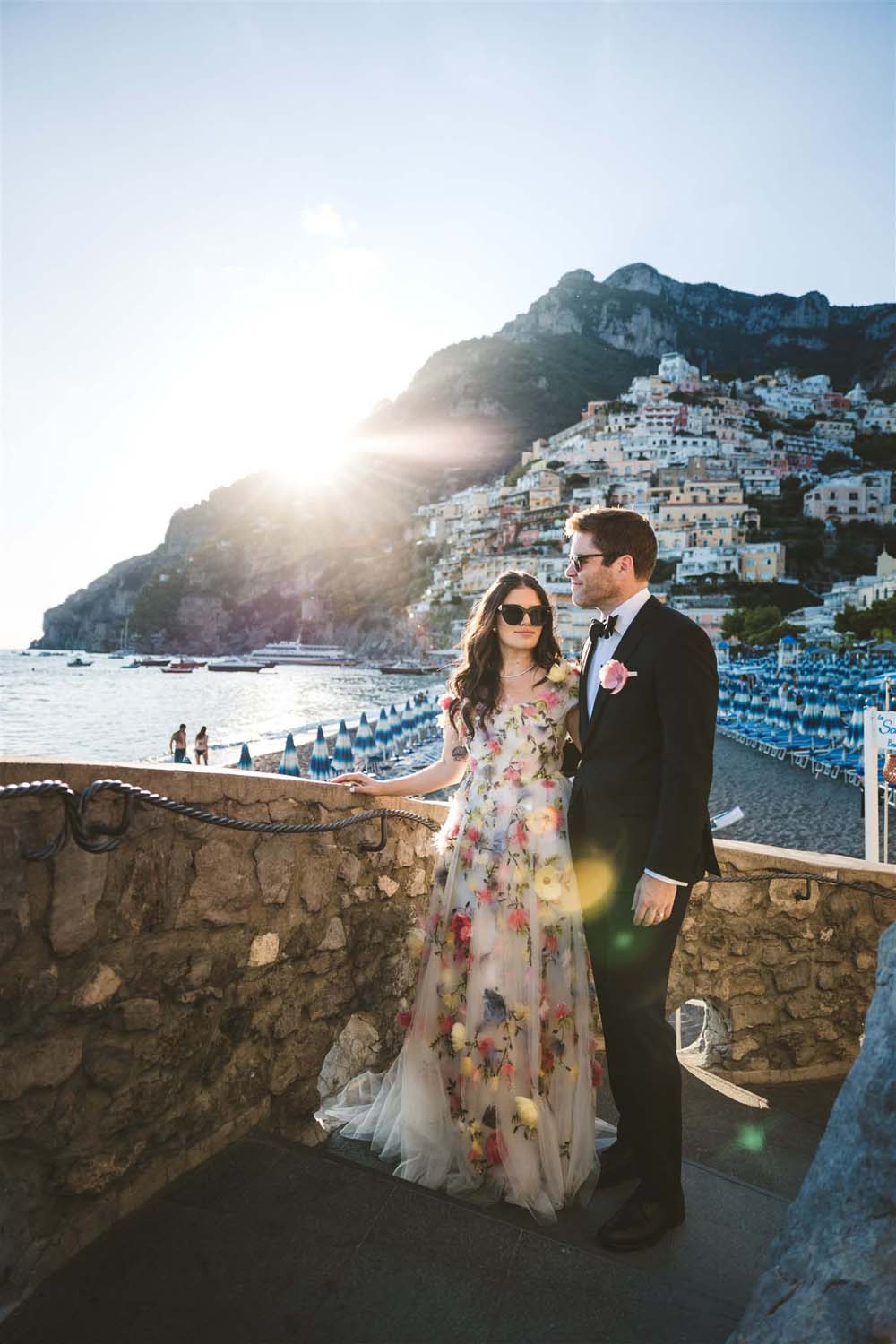 Amalfi coast wedding with a floral dress
