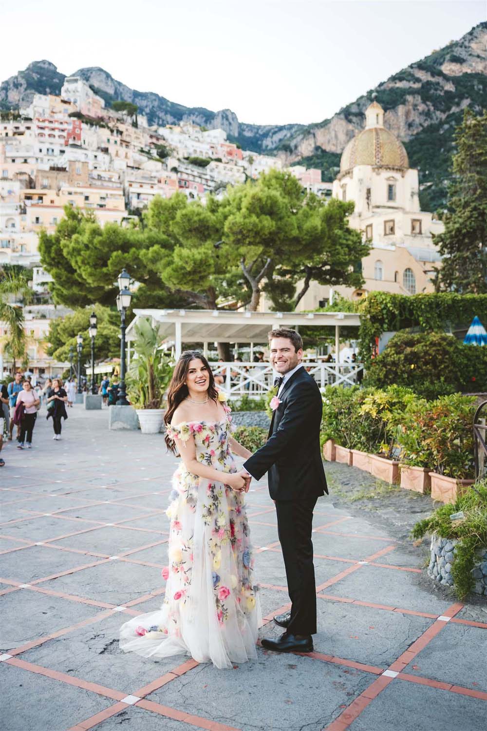 Amalfi coast elopement with Marchesa wedding dress