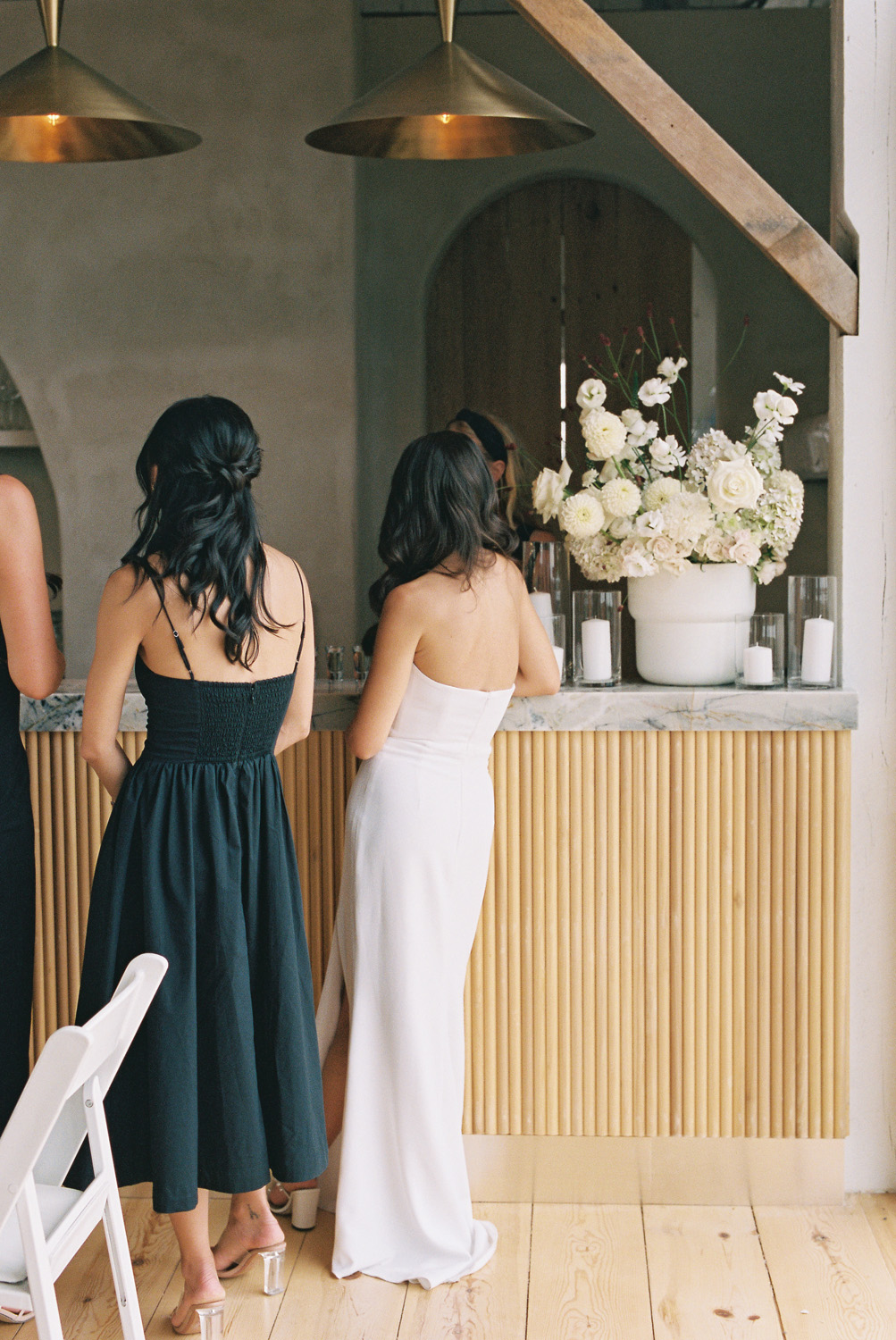 beautiful bar area at farmhouse wedding