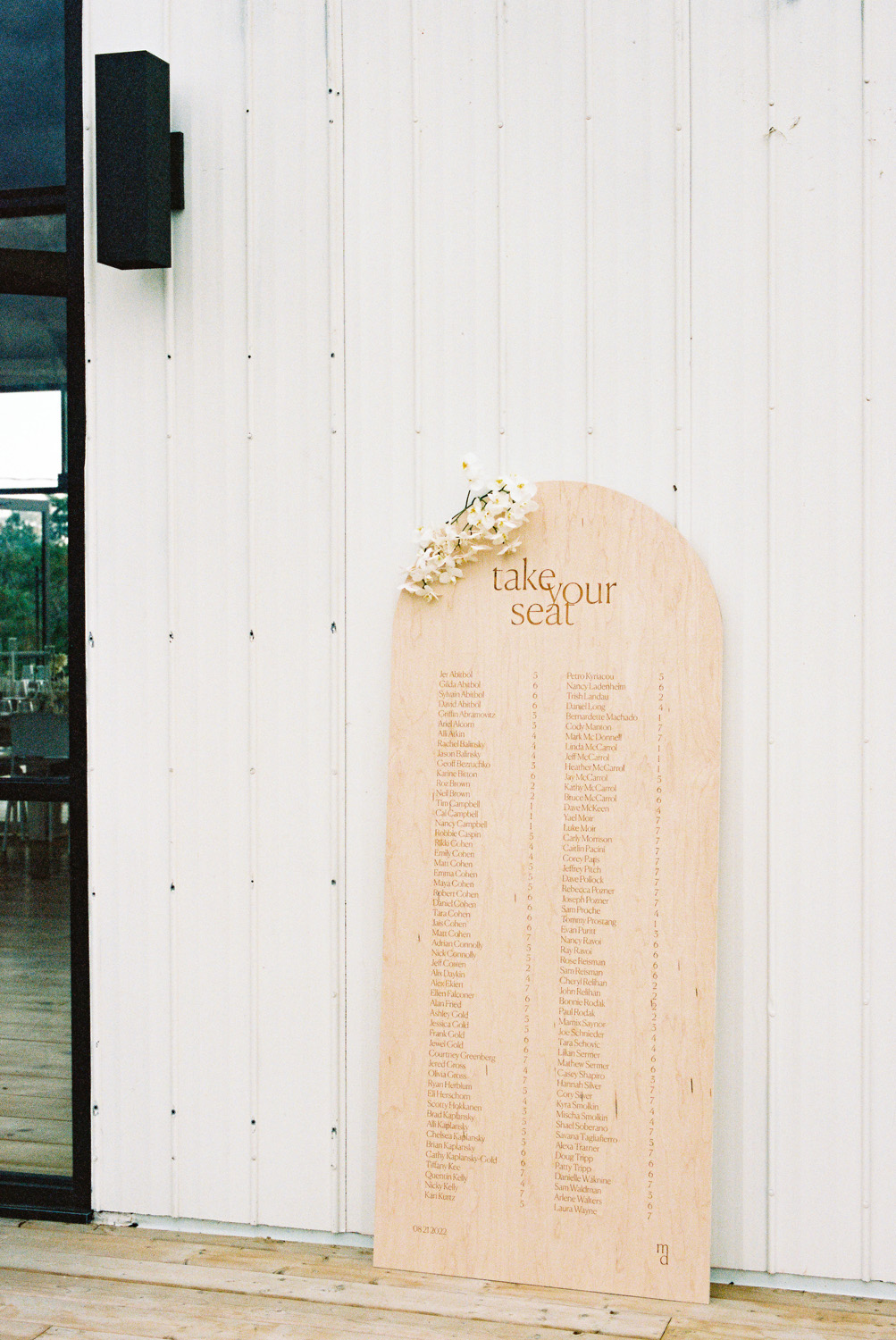 wooden engraved wedding seating chart