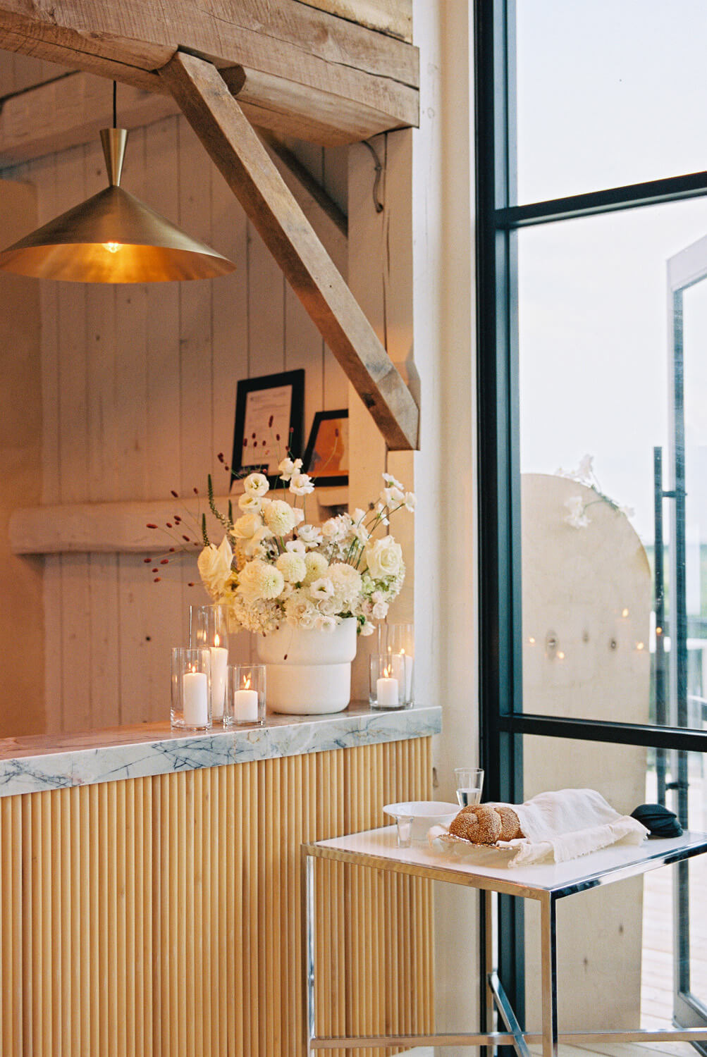 challah bread blessing at modern Jewish wedding