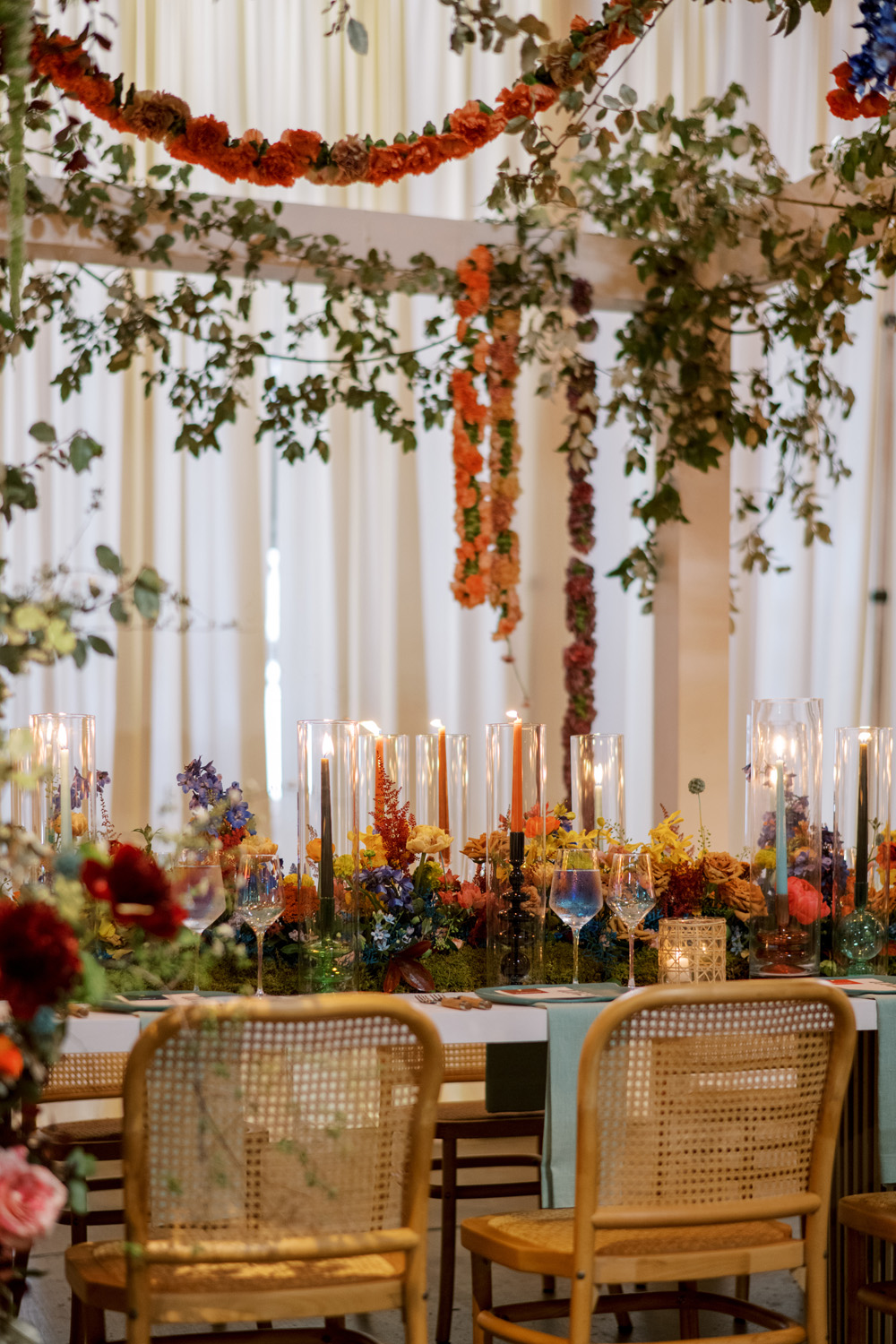 colorful candles and flowers for dc wedding