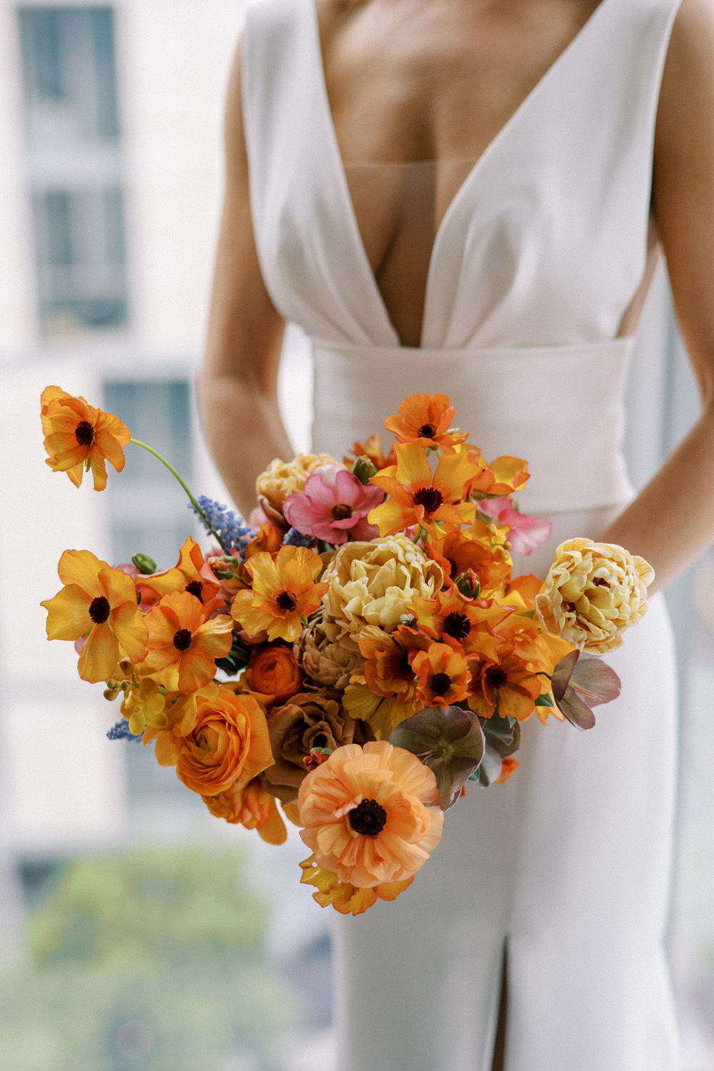 orange bridal bouquet for dc wedding