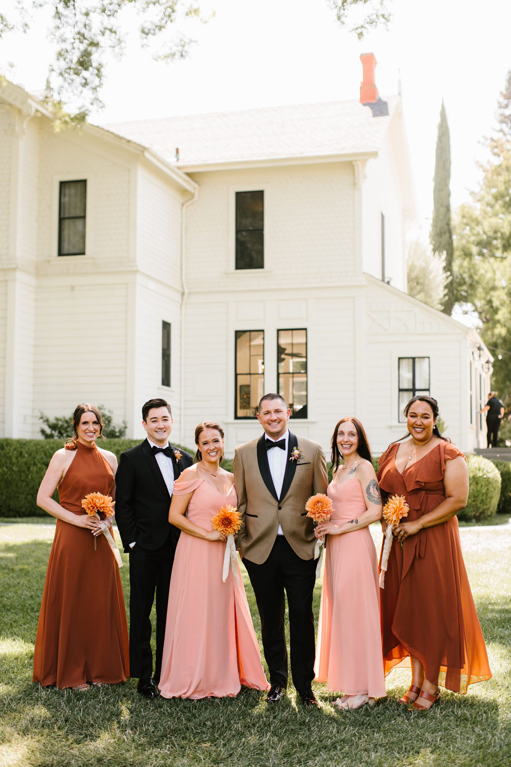 blush and rust wedding colors for gay wedding in northern california