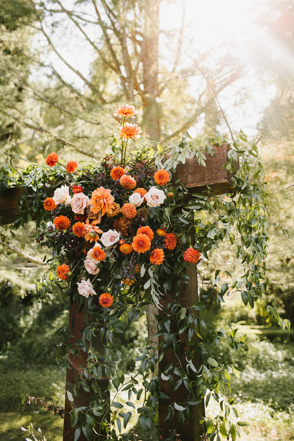 Orange dahlias for wedding
