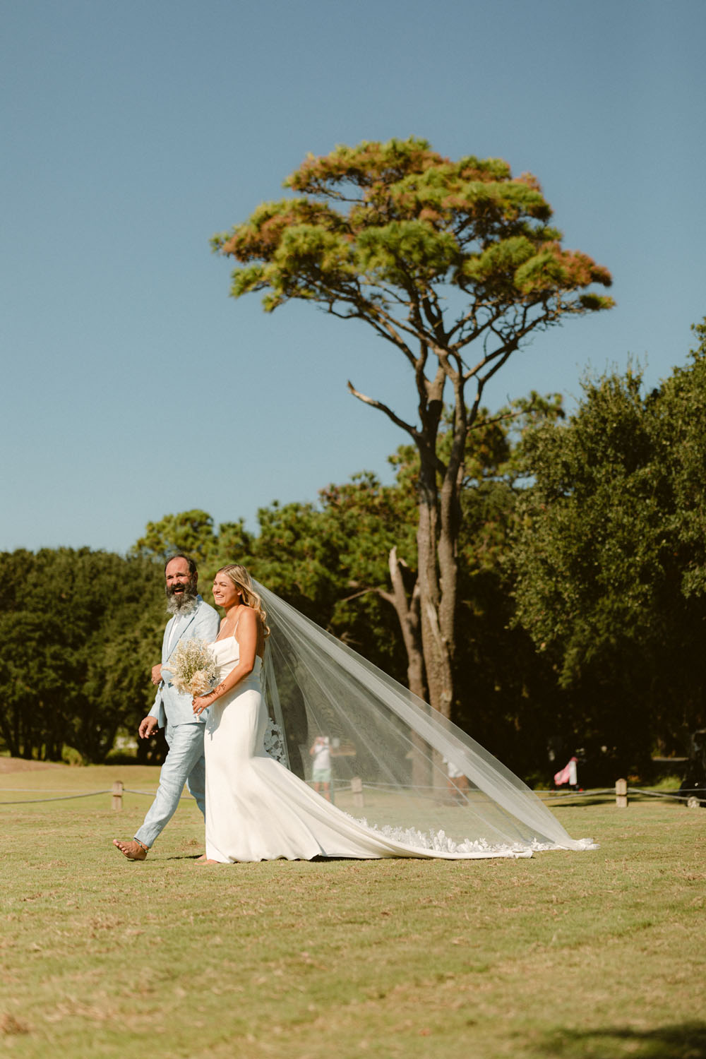 bride with father at outer banks North Carolina wedding ceremony