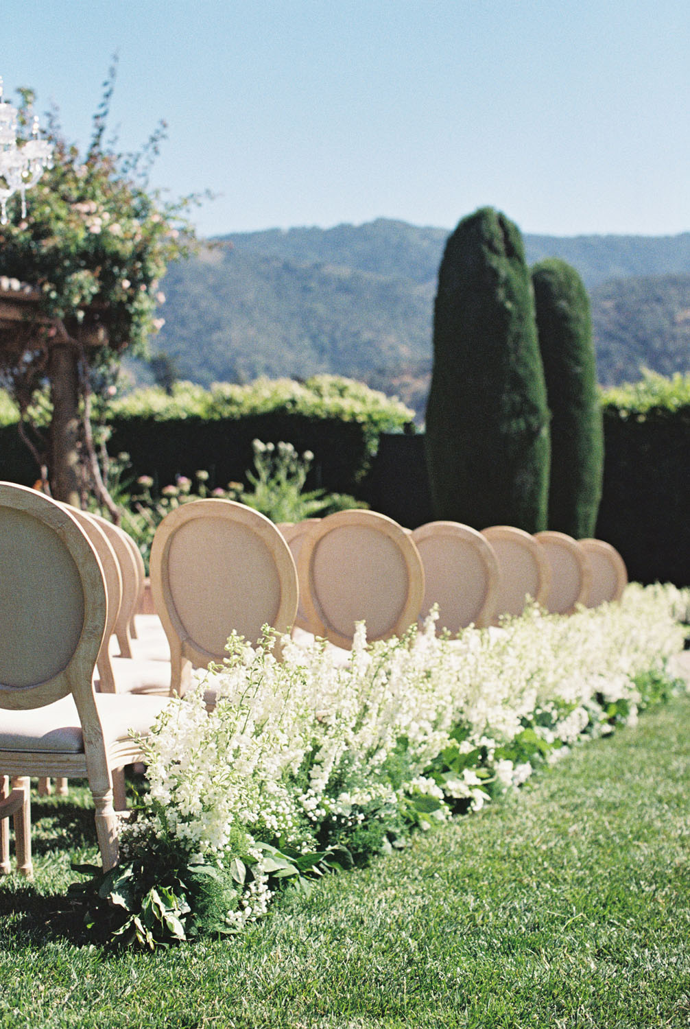 Glam wedding ceremony at Carmel Valley wedding venue