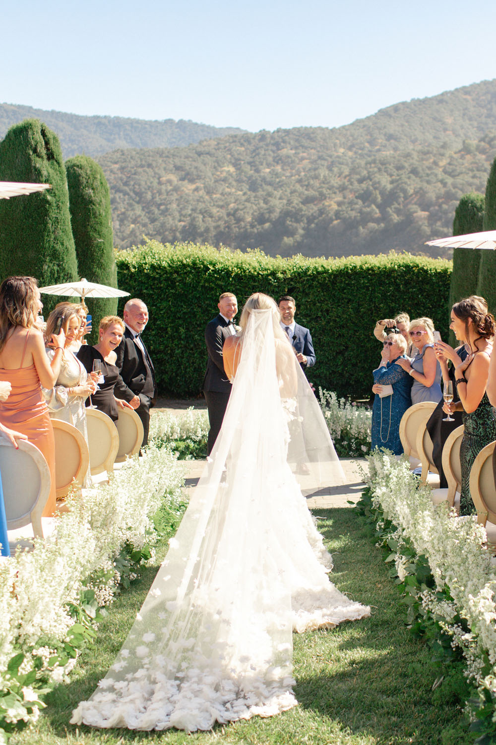 Glam wedding ceremony at Carmel Valley wedding venue