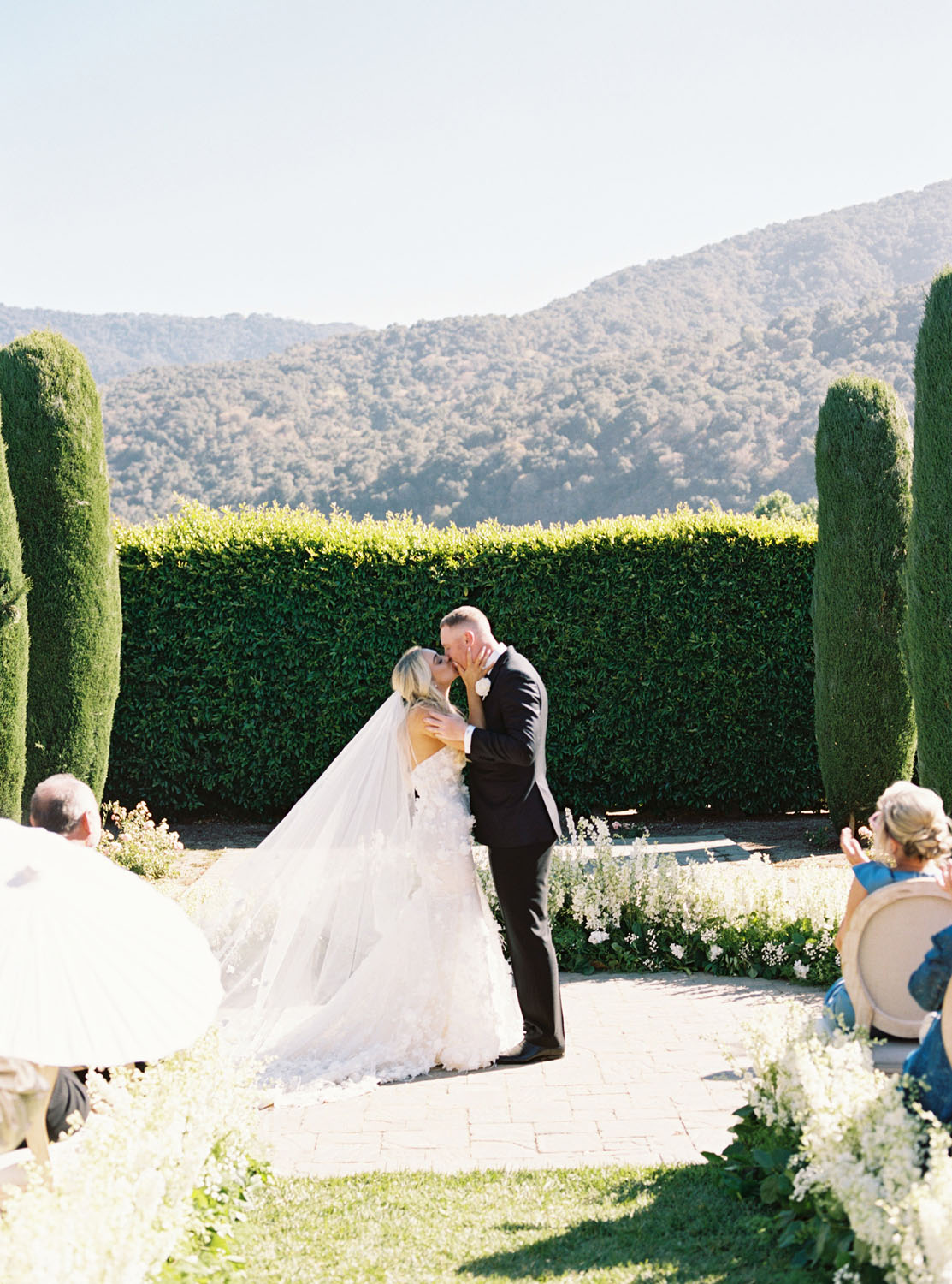 Glam wedding ceremony at Carmel Valley wedding venue