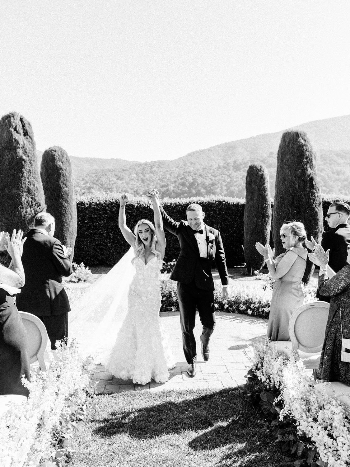 Glam wedding ceremony at Carmel Valley wedding venue