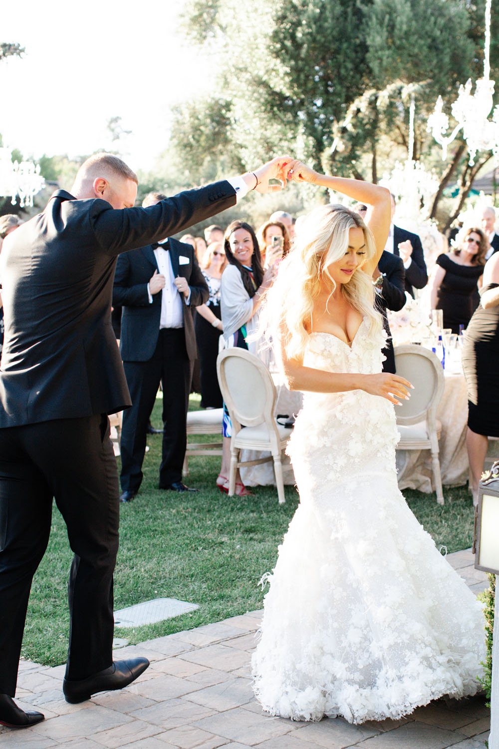 bride and groom first dance at outdoor wedding