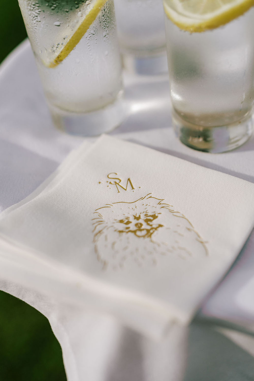 wedding cocktail napkins with dog