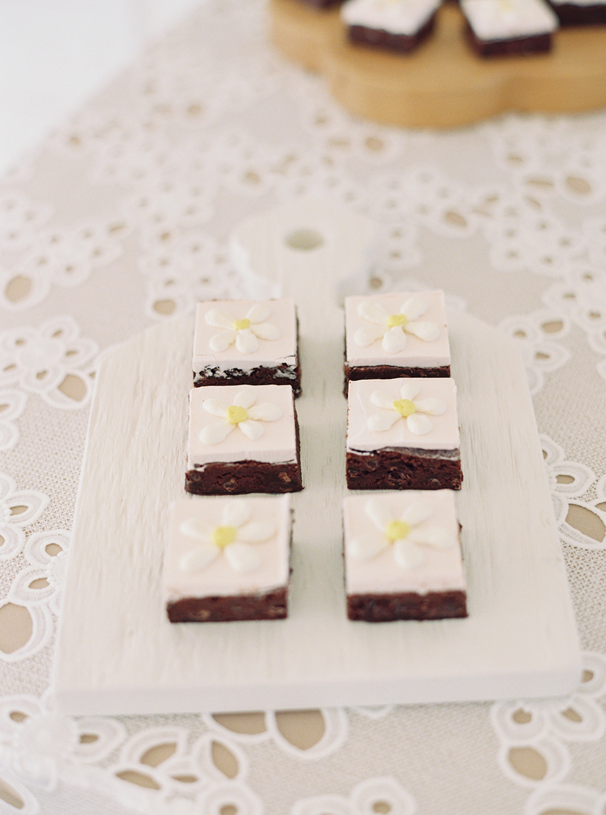 flower themed brownies for girls birthday party