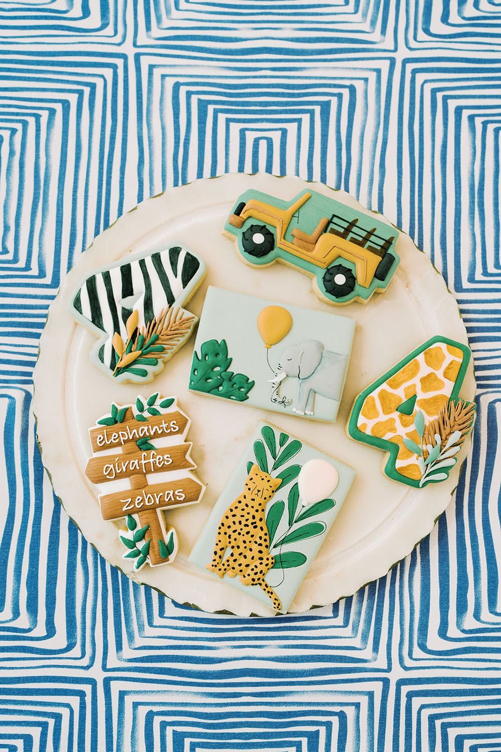 Custom safari sugar cookies for animal birthday party