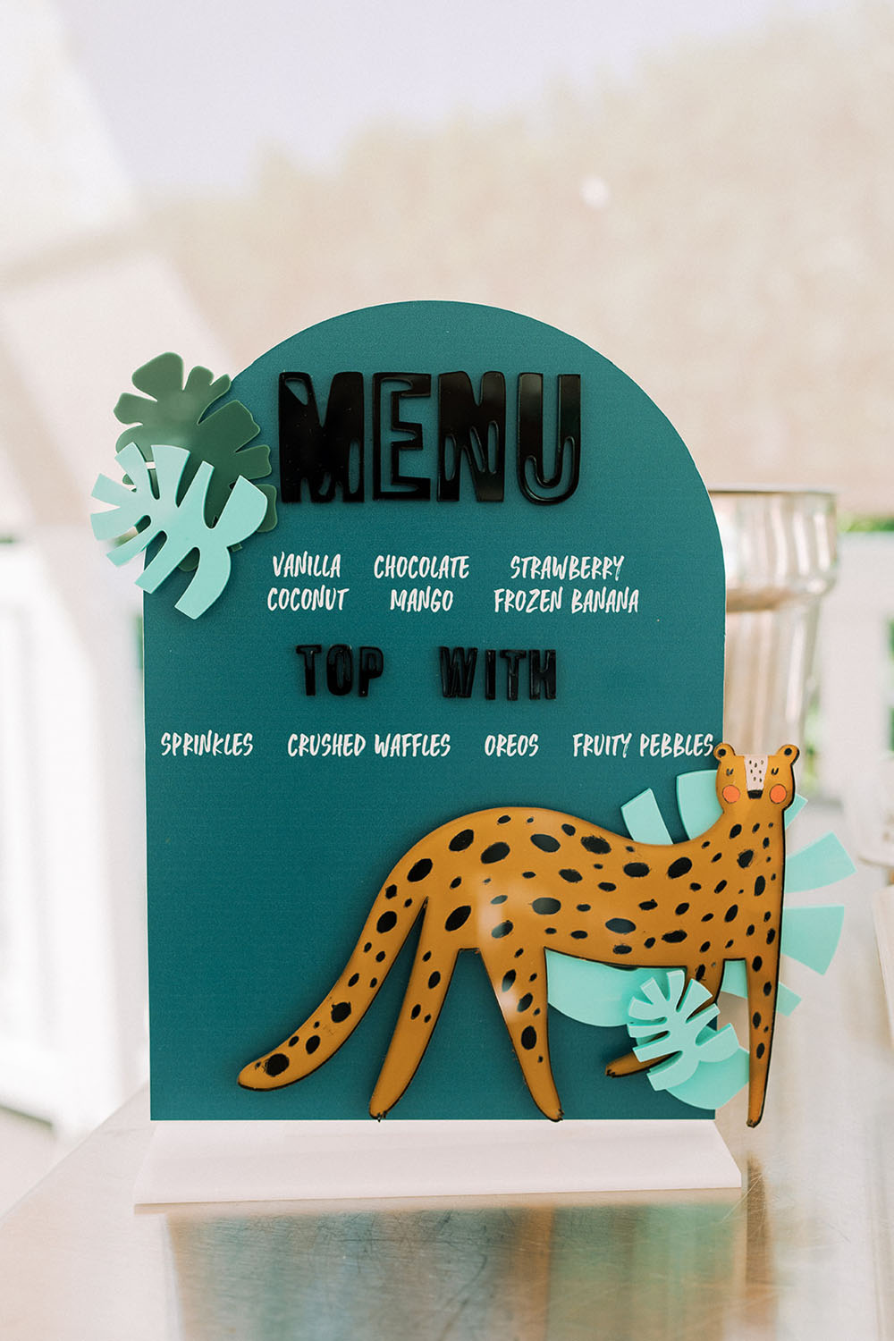 Leopard popsicle bar menu for kids birthday party