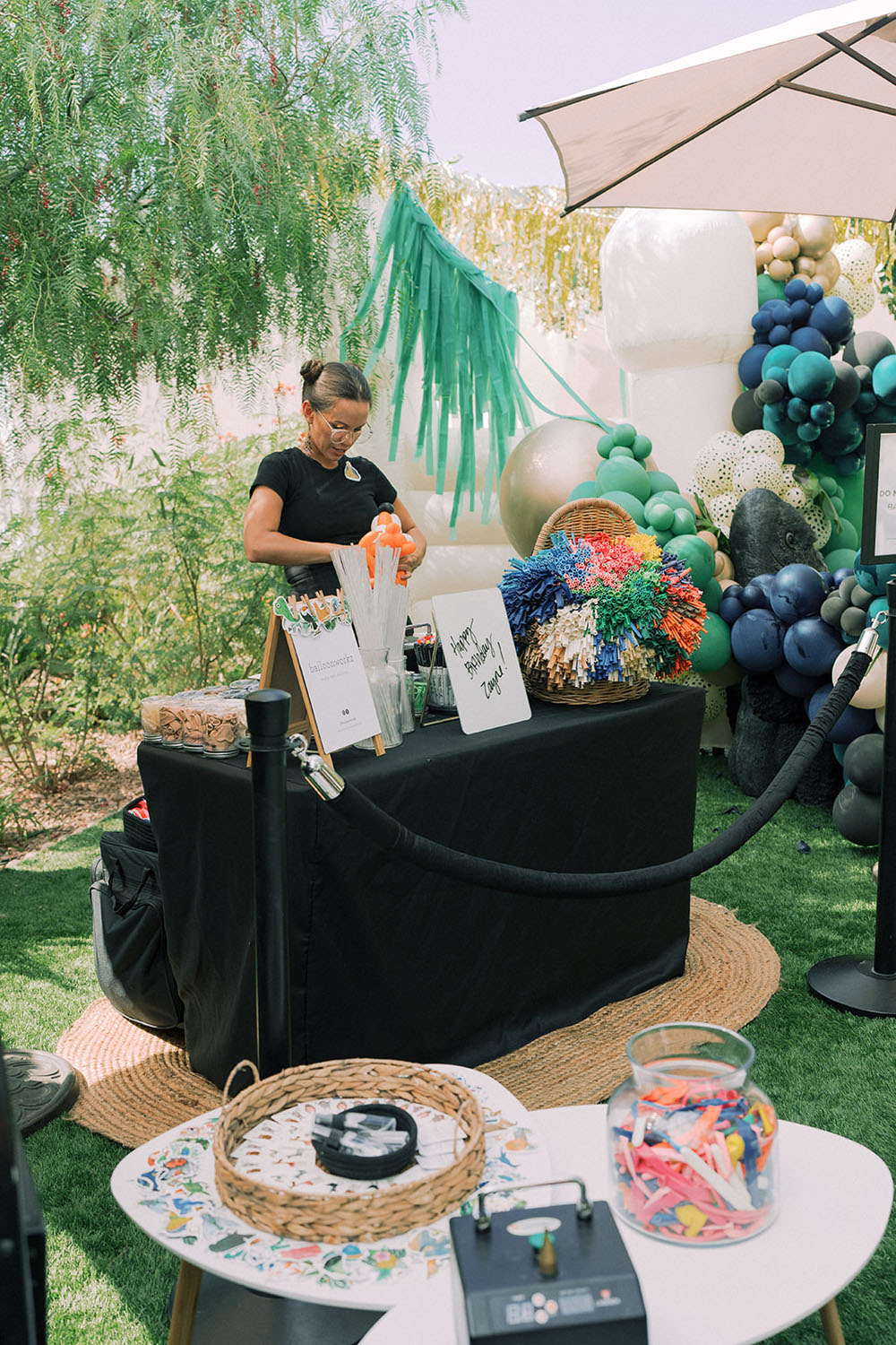 balloon animal station at safari theme party