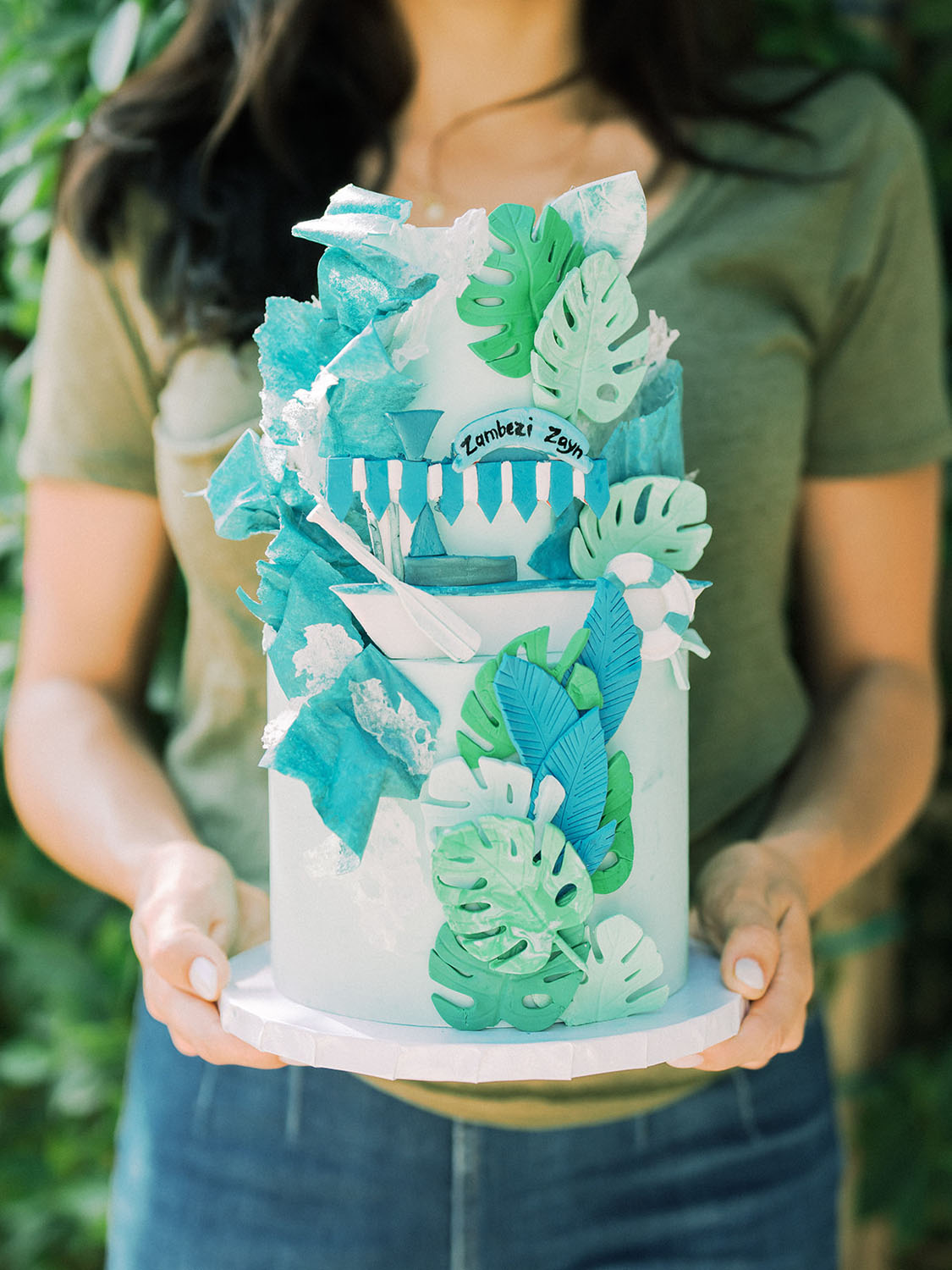 green jungle theme birthday cake
