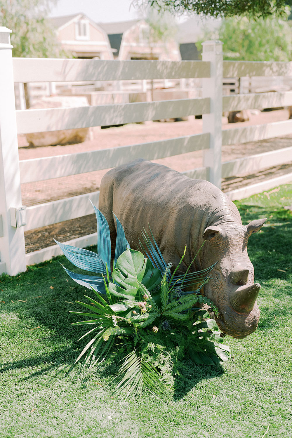 giant animal statues at safari party