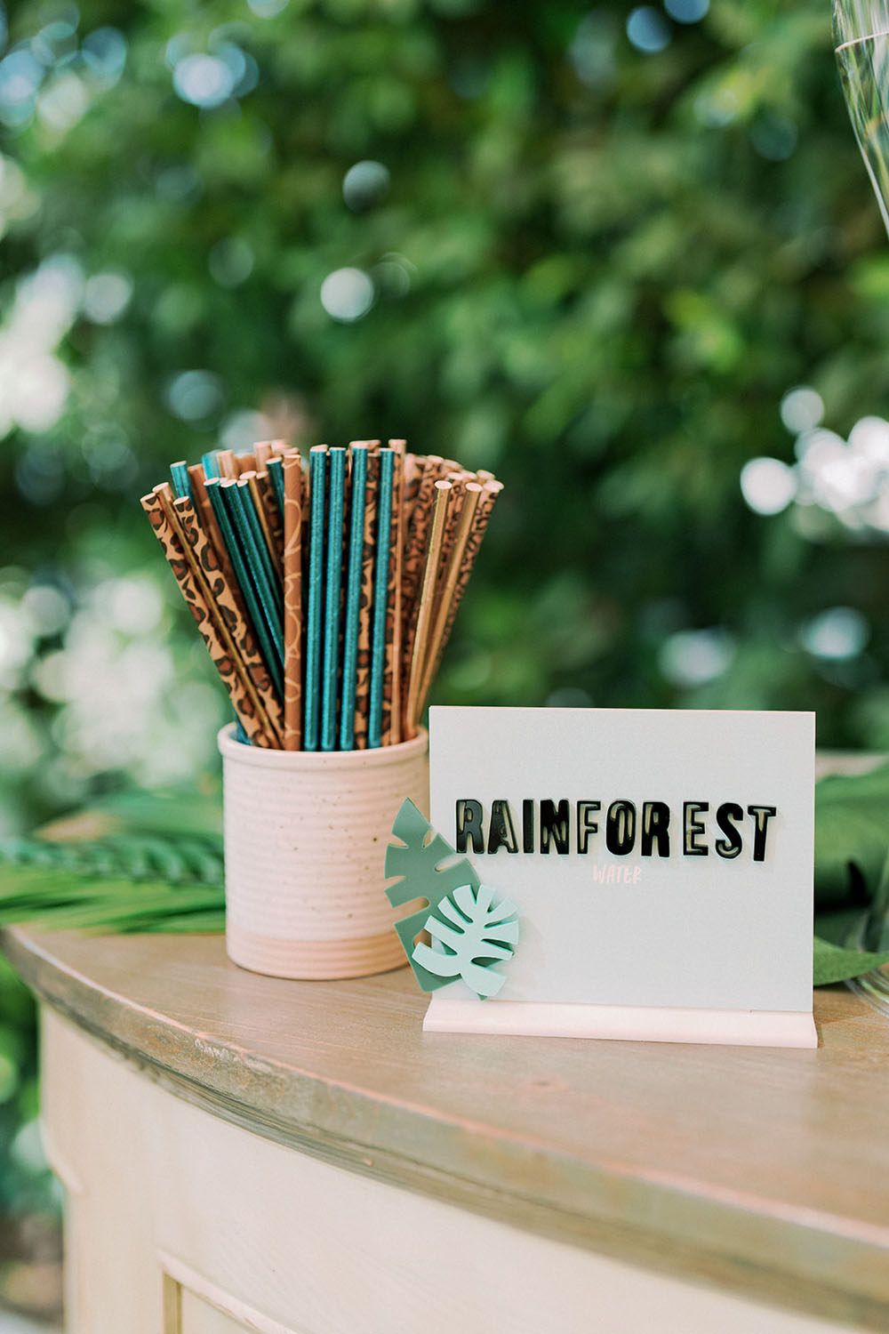 rainforest theme straws for jungle birthday