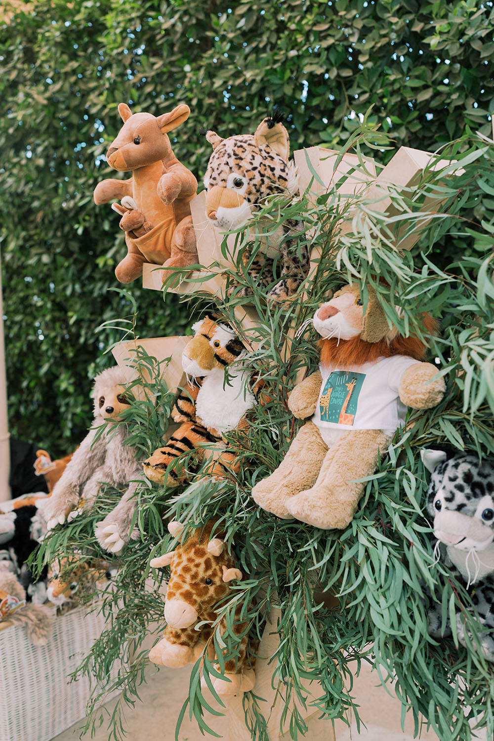 stuffed animal station for zoo birthday party