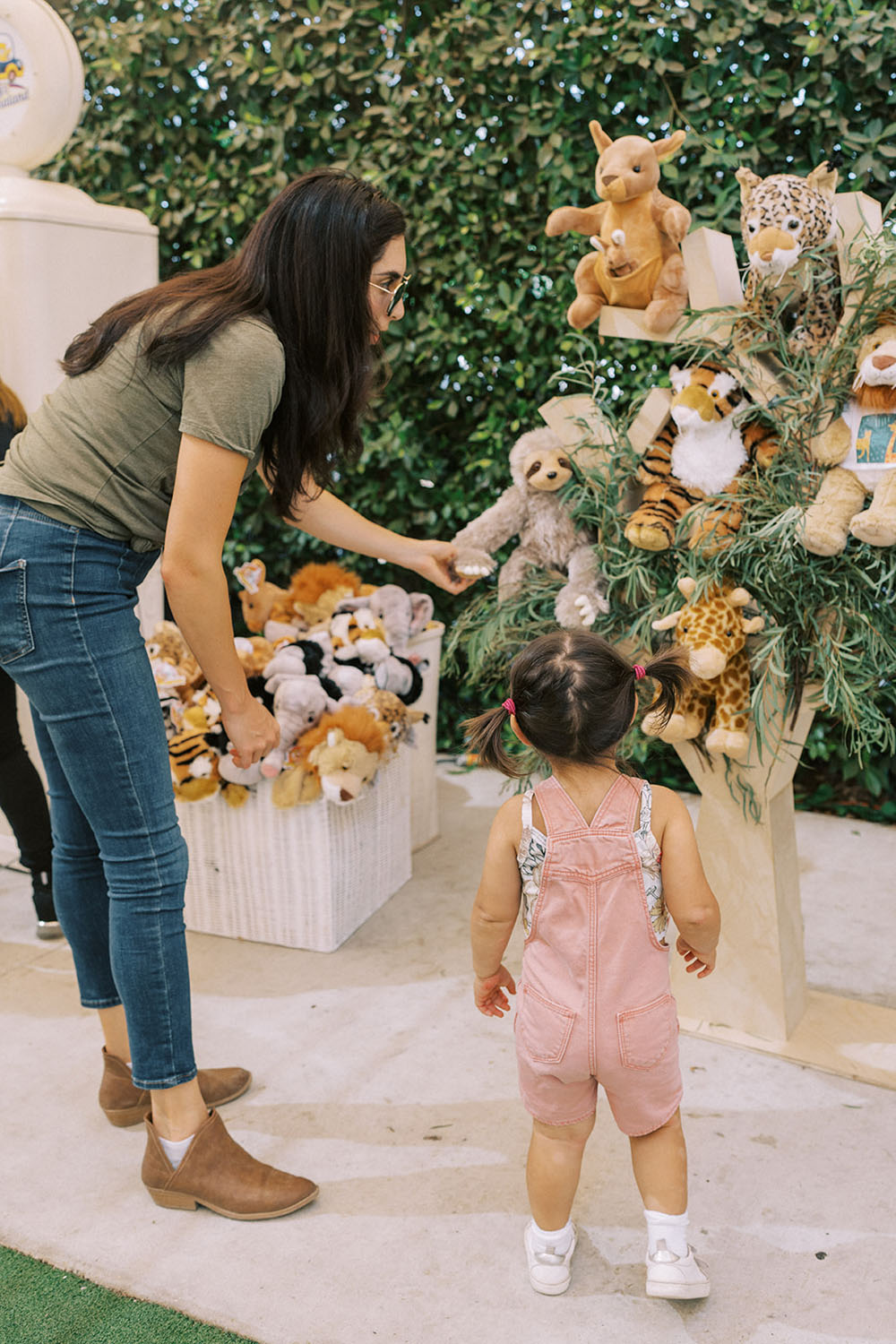 stuffed animal station at zoo theme birthday