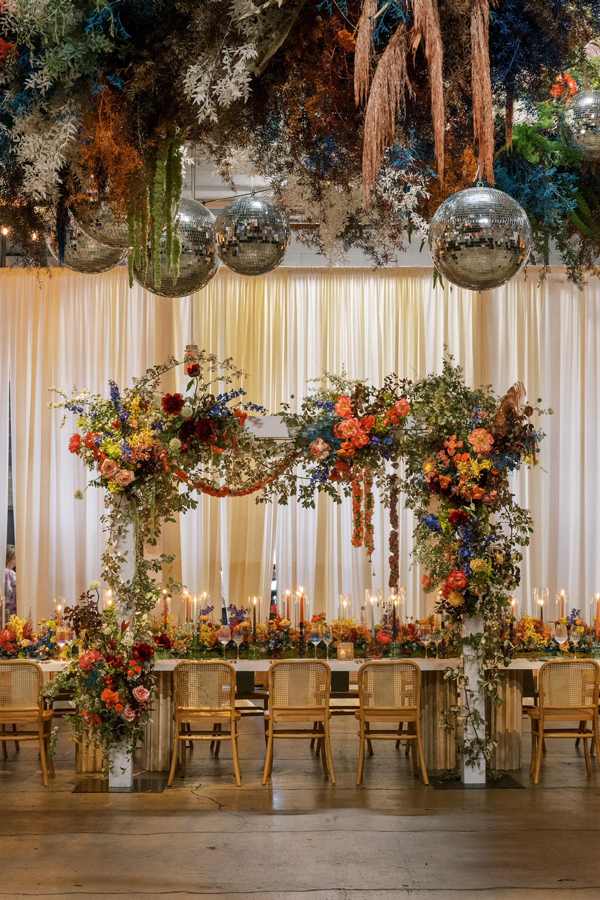 floral disco ball wedding decor for dc wedding