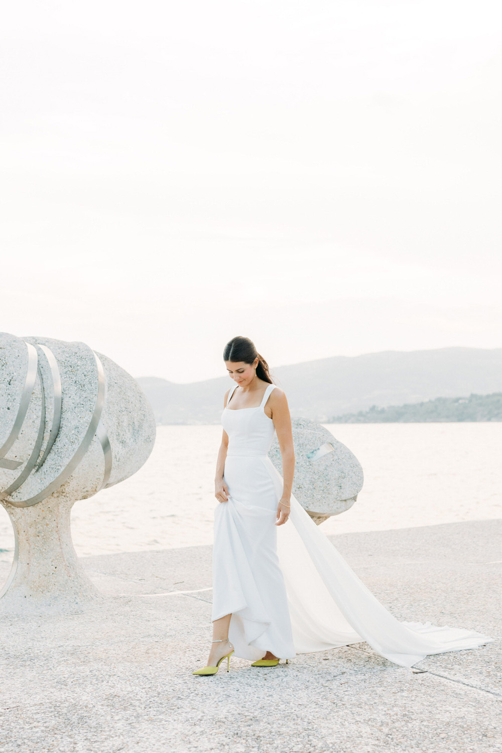 bridal portrait on the beach in Greece