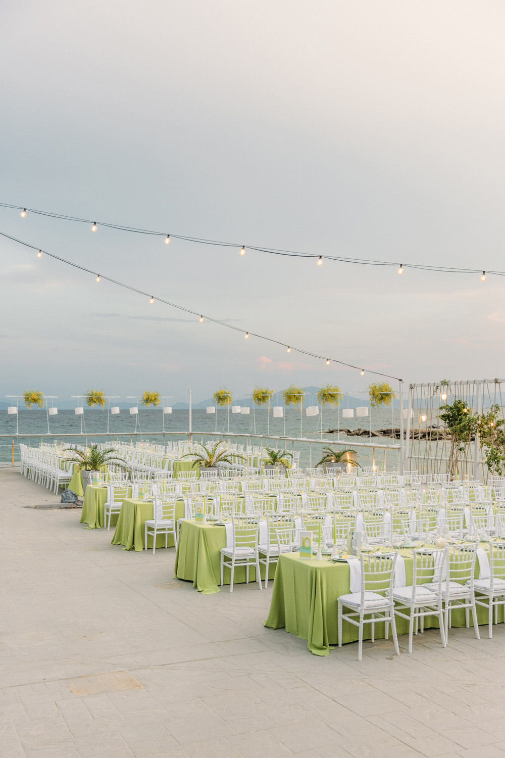 lime green and white wedding colors