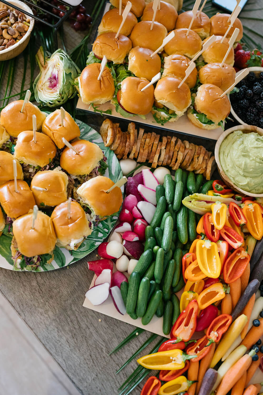 siders and veggies for summer party
