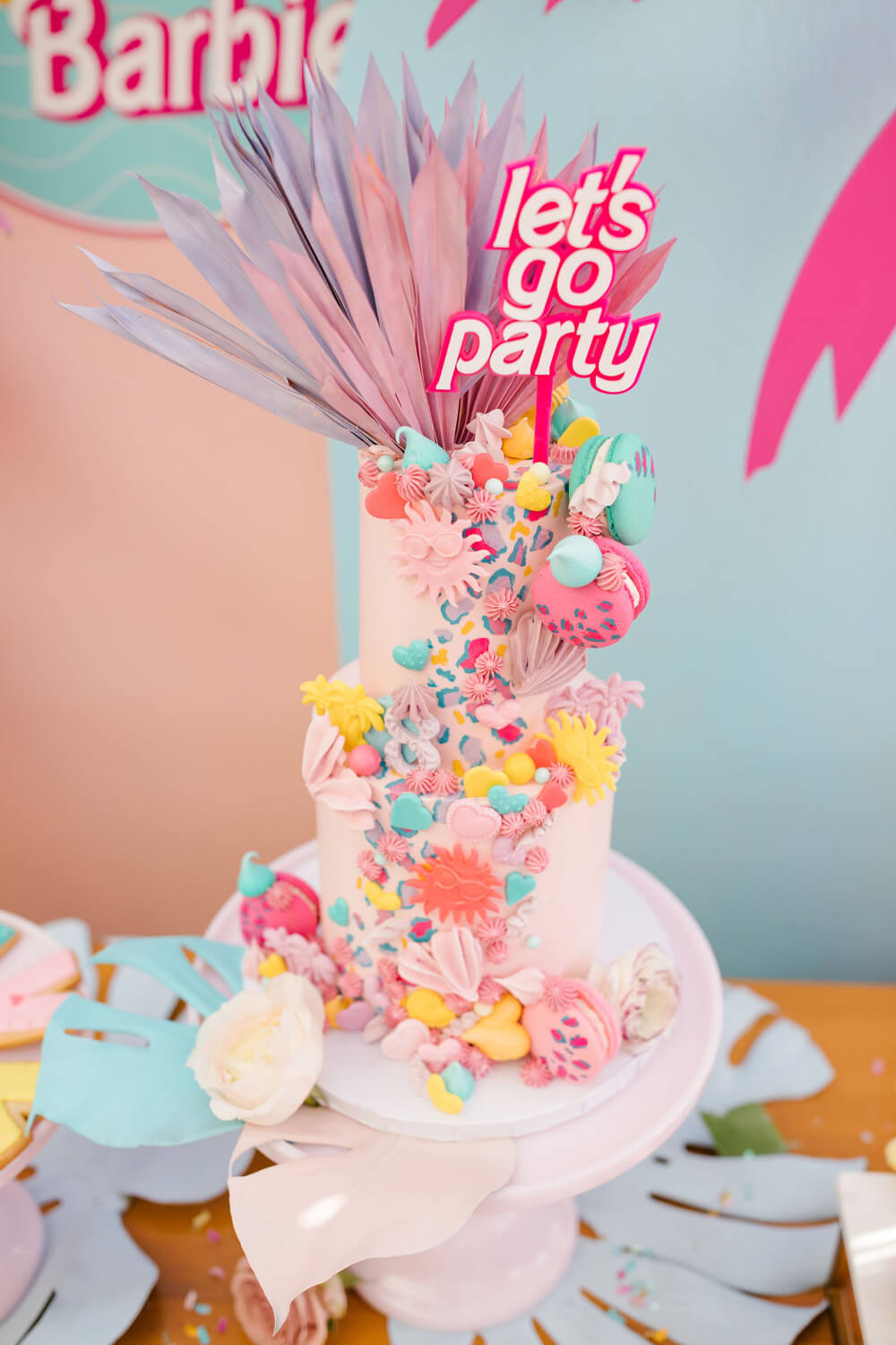 pink candy covered barbie birthday cake