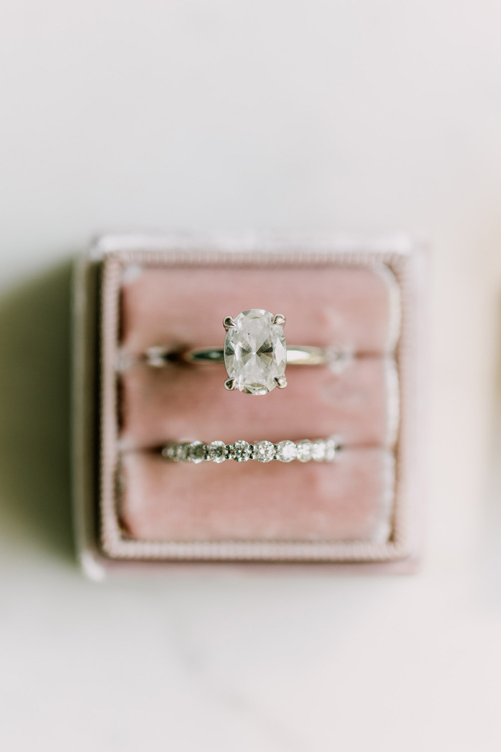 Glam engagement and wedding rings