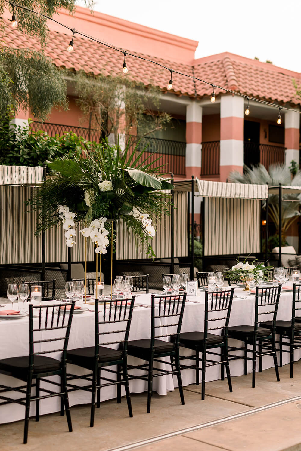 pink and black wedding reception at The Sands Hotel Palm Springs