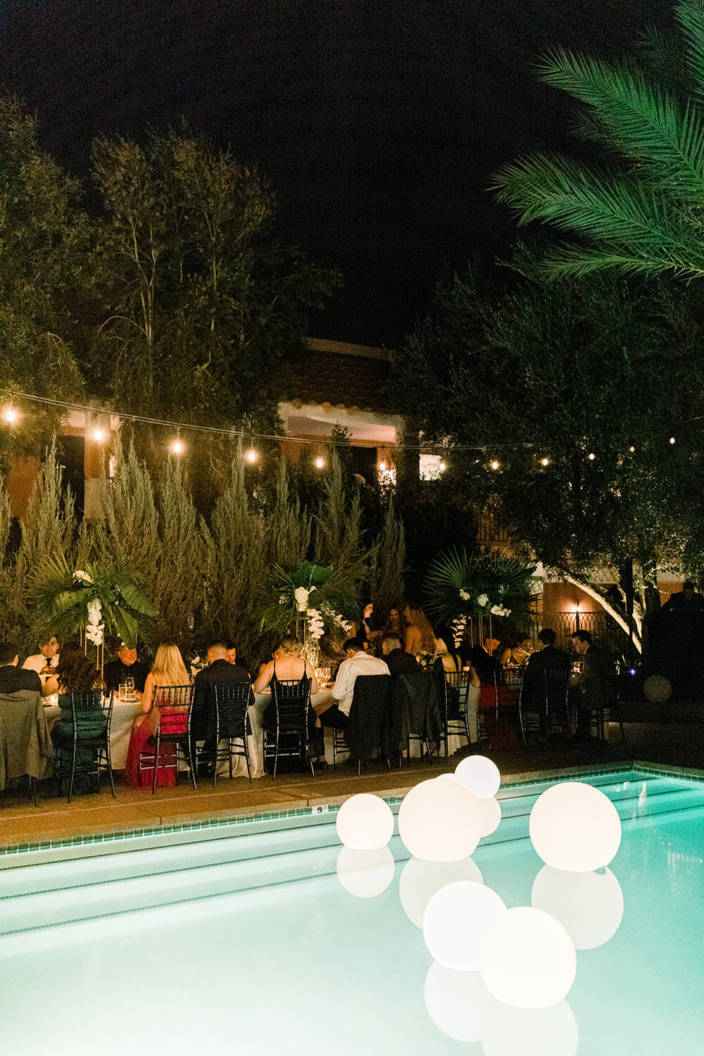 wedding reception at hotel pool in Palm Springs