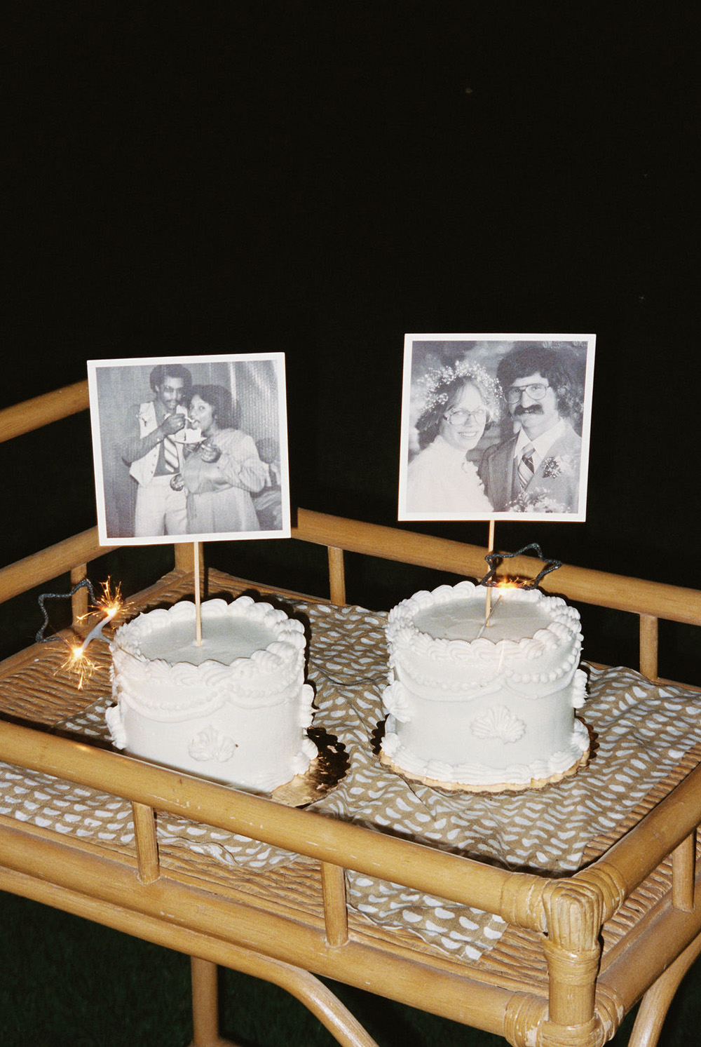 wedding cakes with black and white family photos