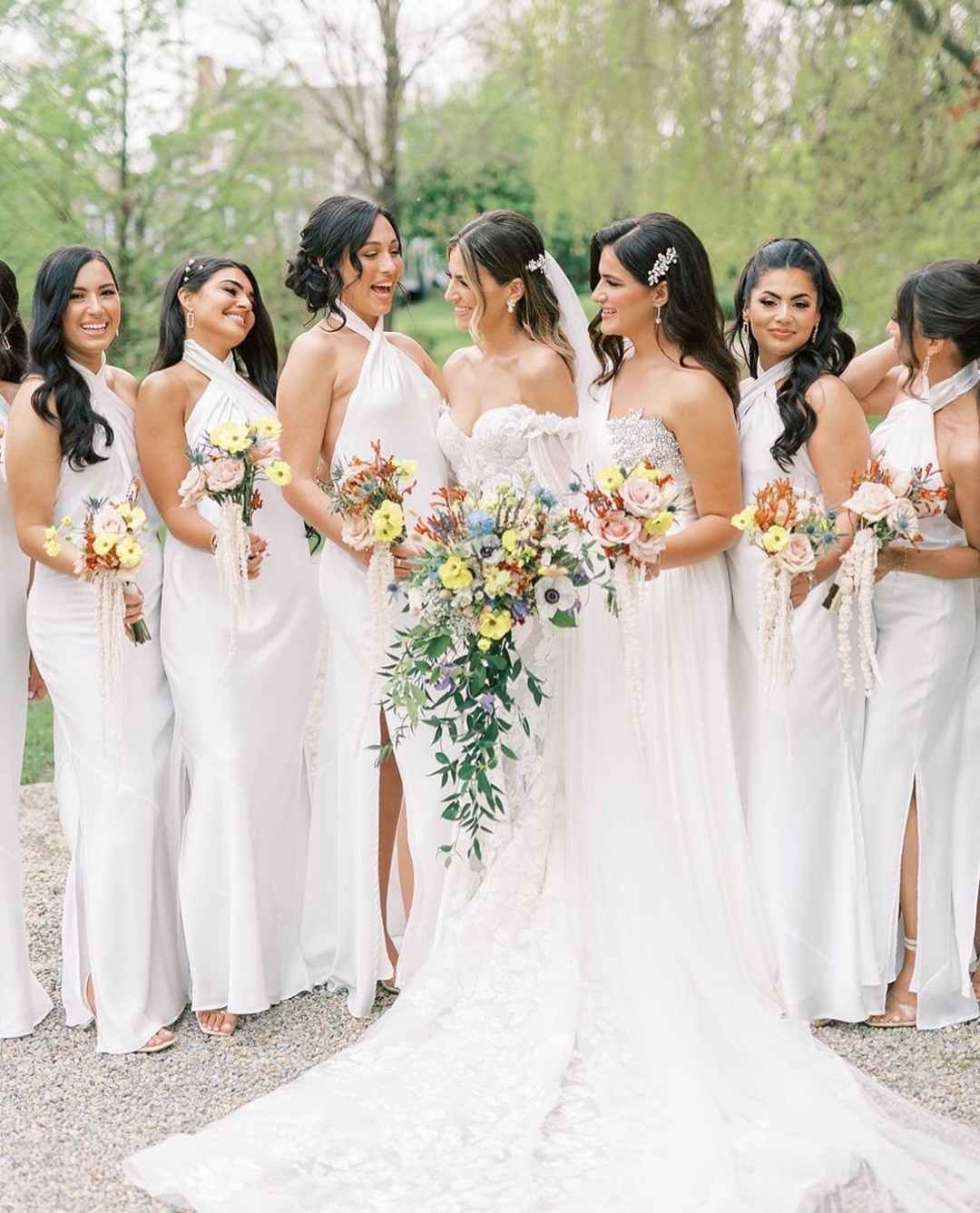 all white bridal party