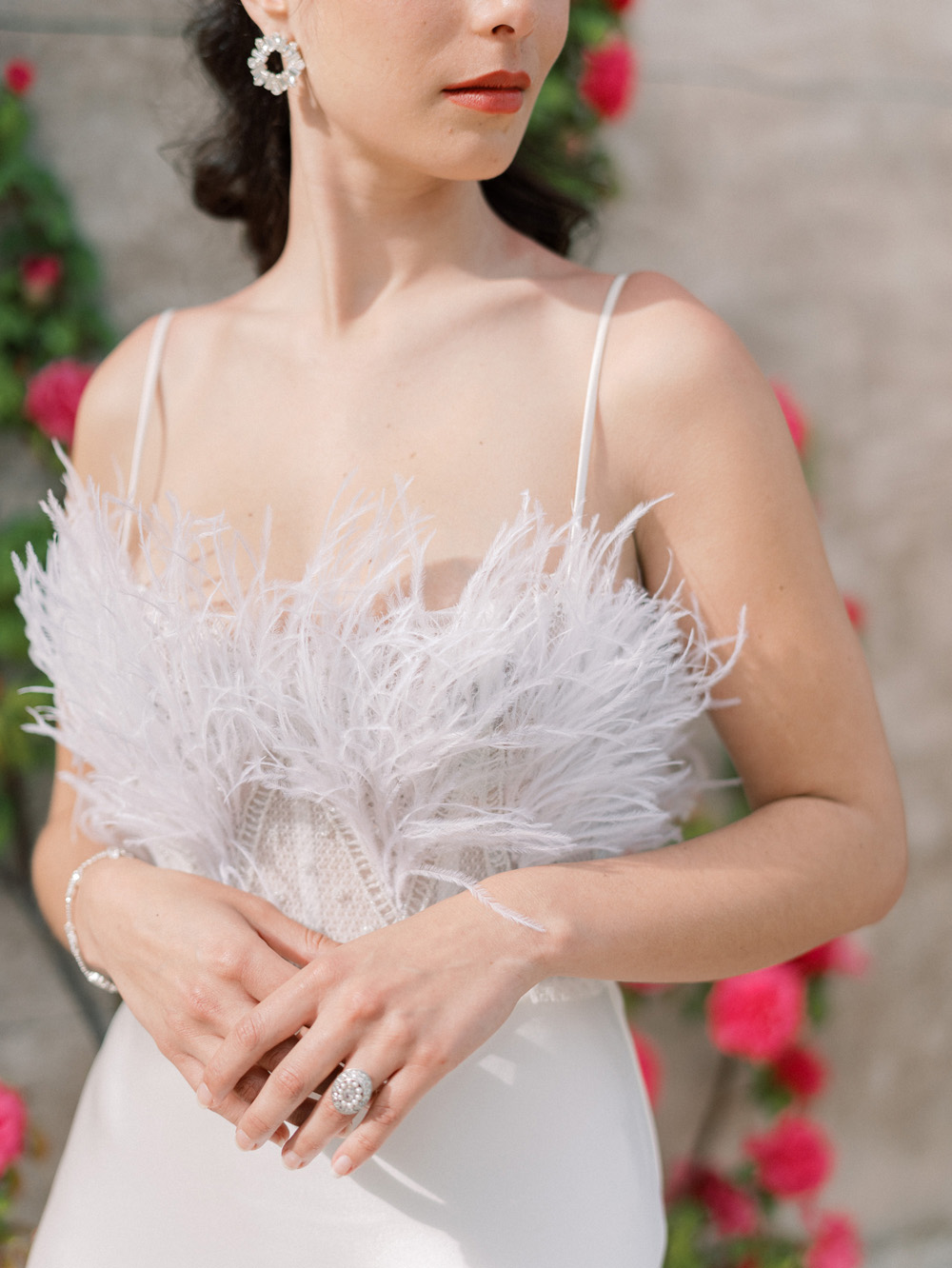 feather wedding dress