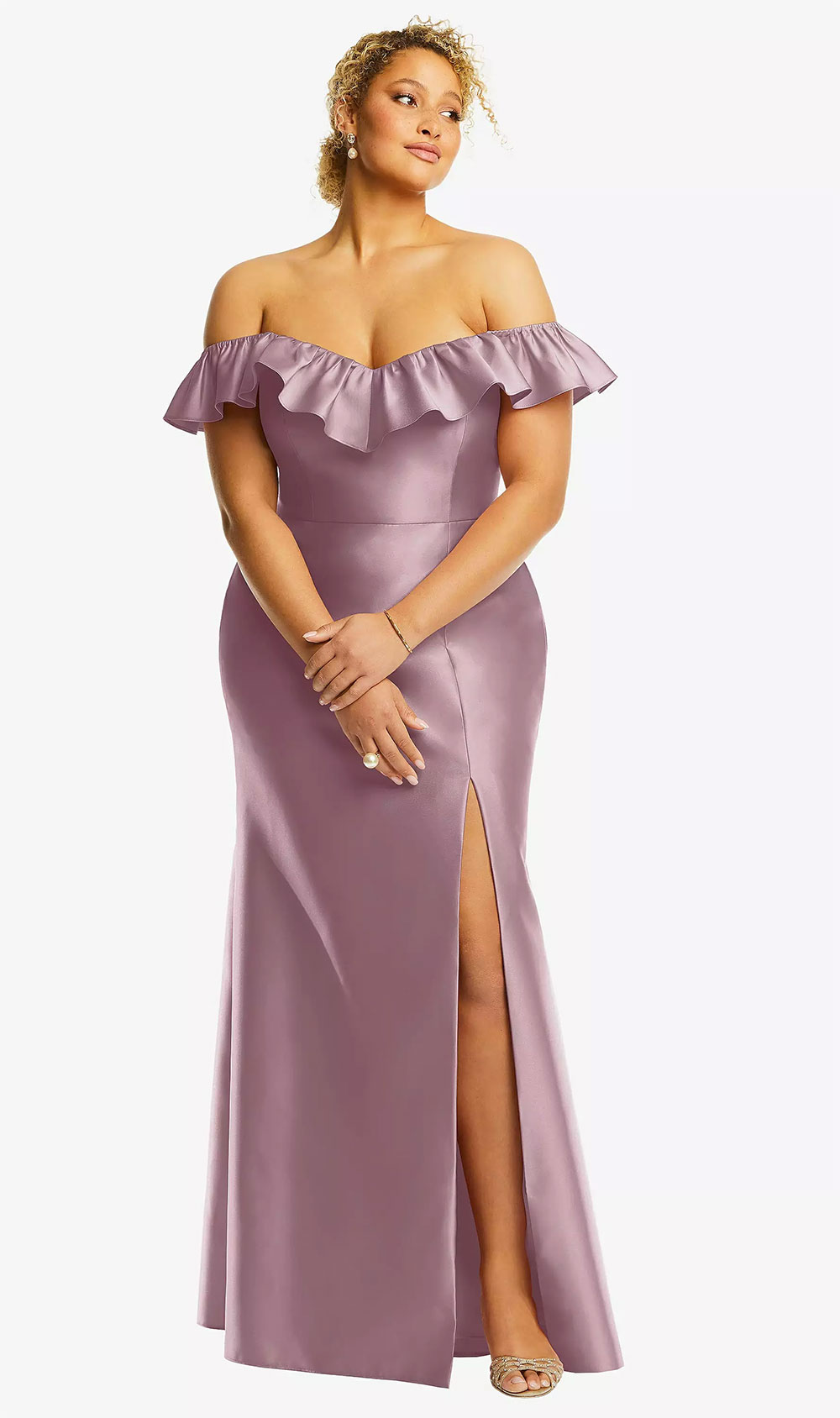 ruffle purple bridesmaid dress