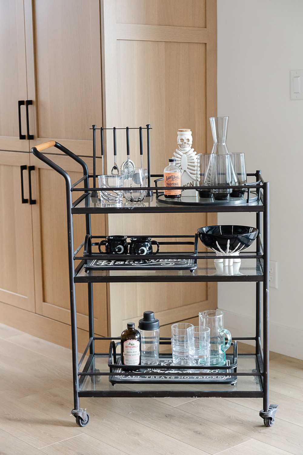 modern black halloween bar cart ideas