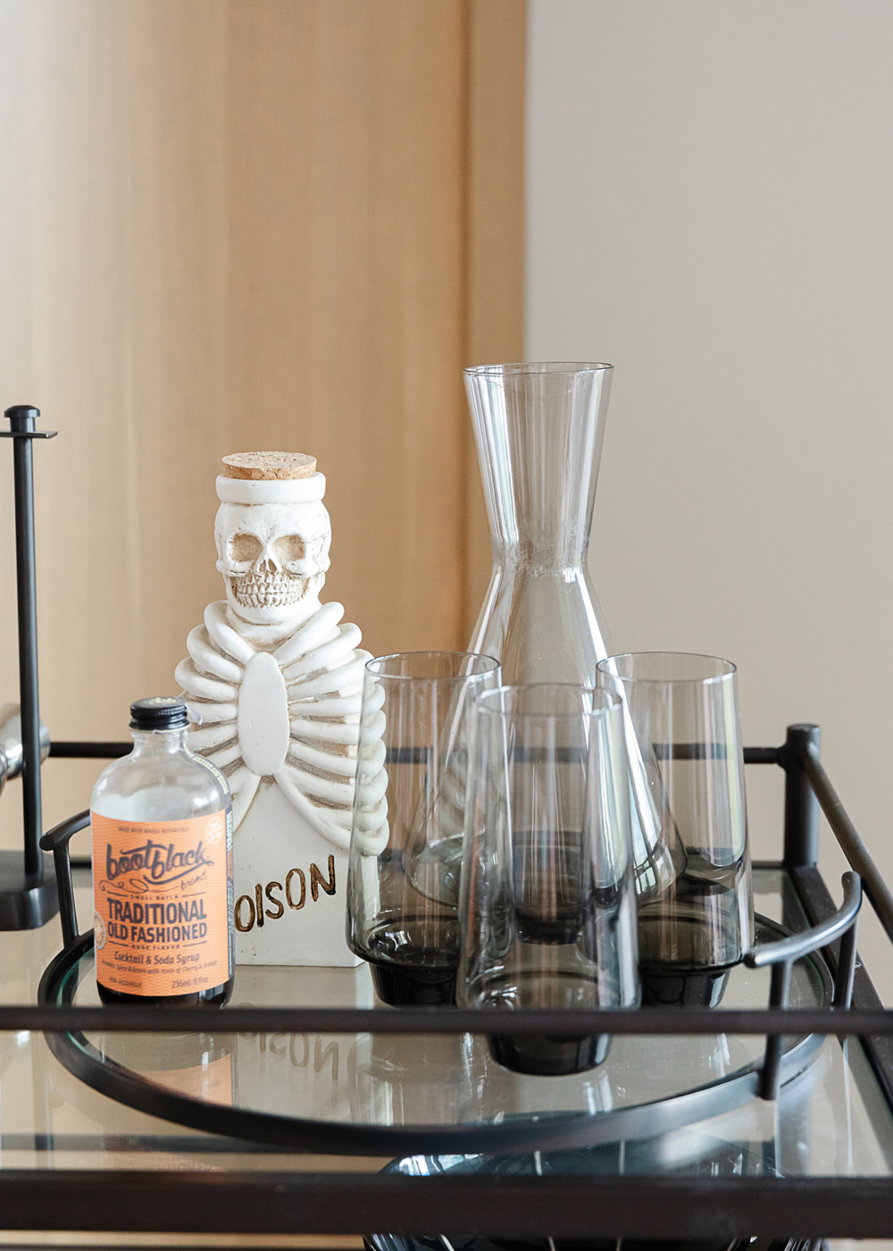 modern black halloween bar cart ideas