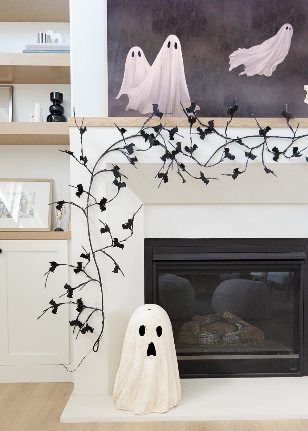 Modern black and white Halloween home decor