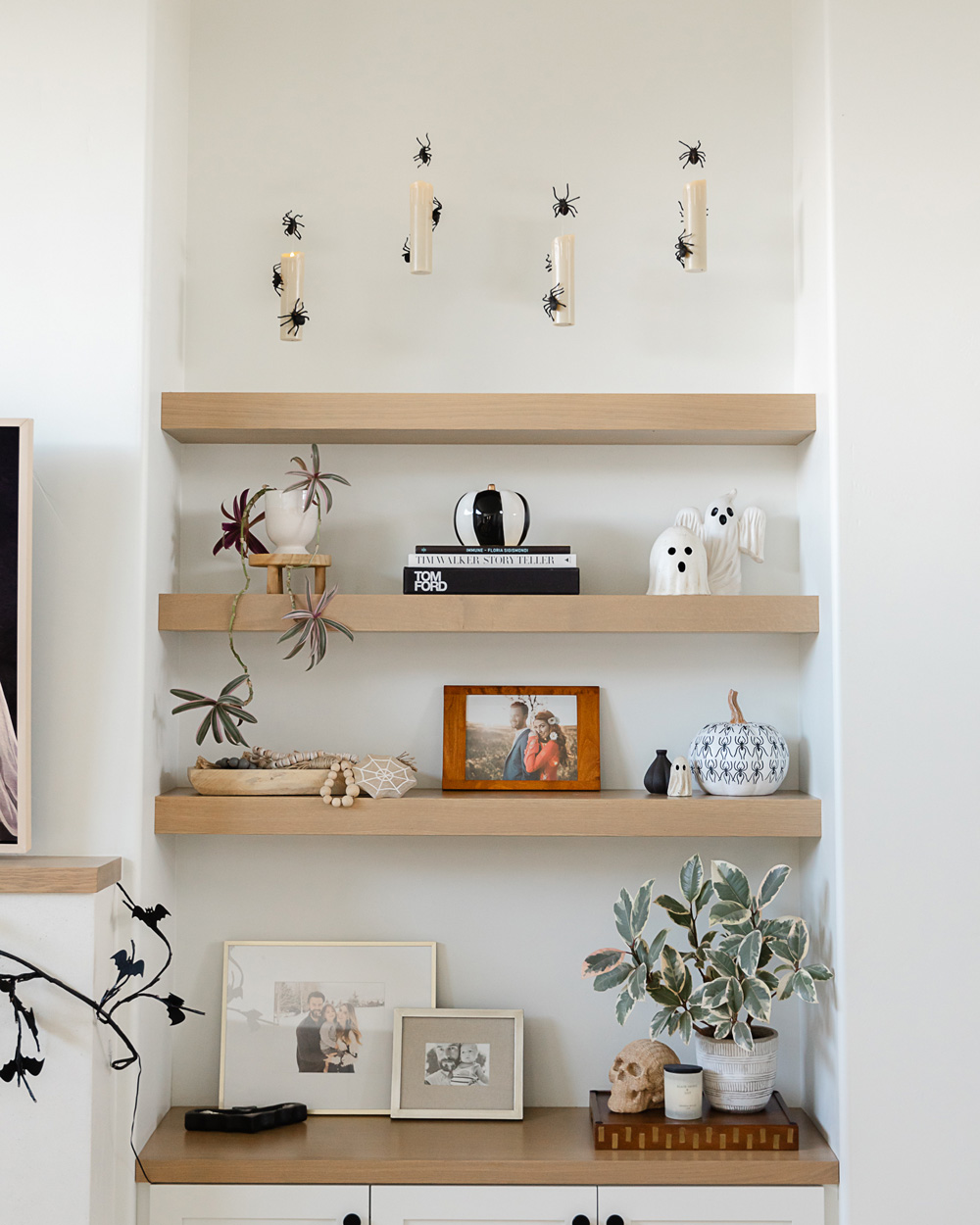 Modern black and white Halloween home decor