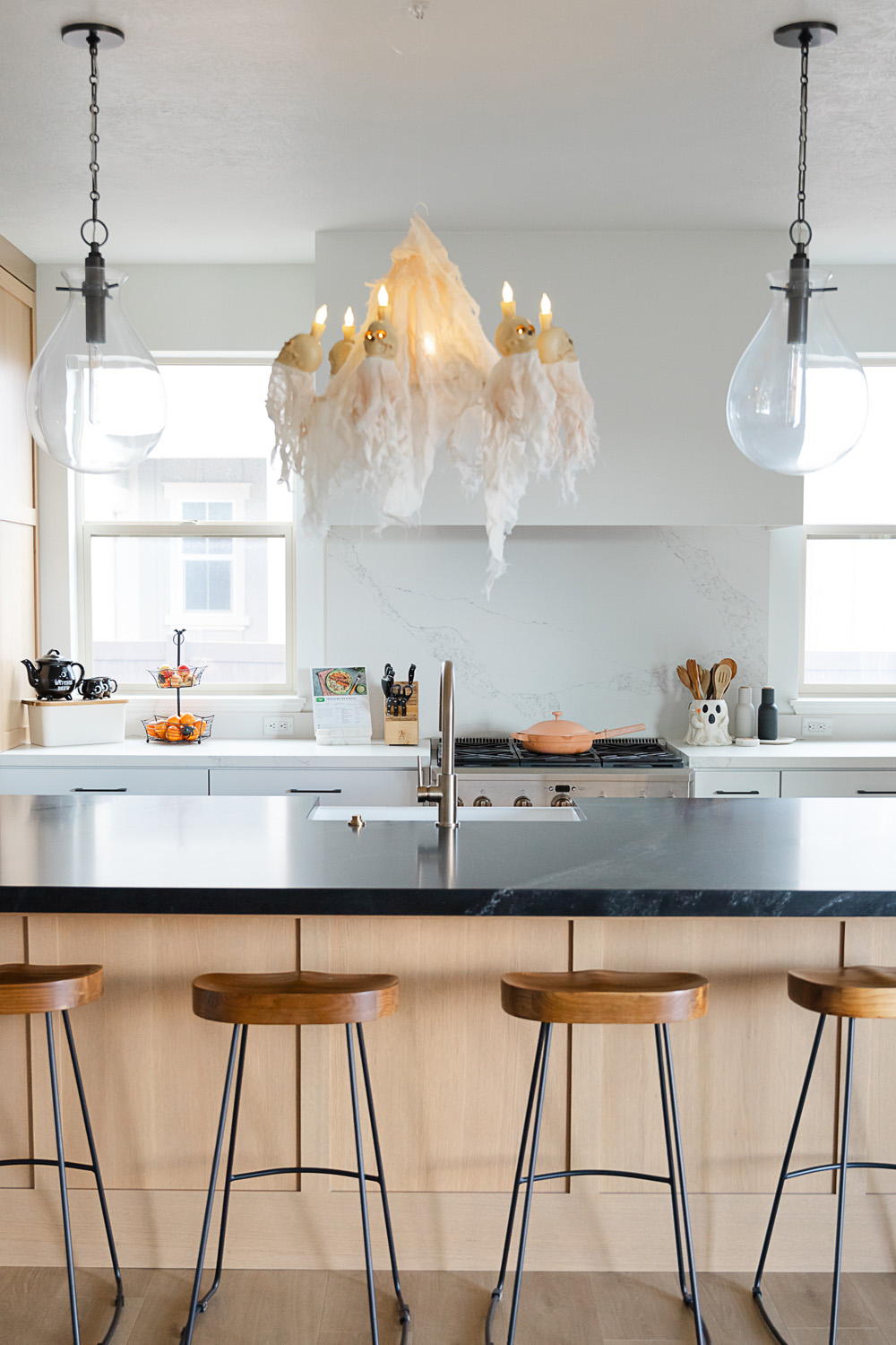 modern halloween chandelier and kitchen decor from bonjour fete